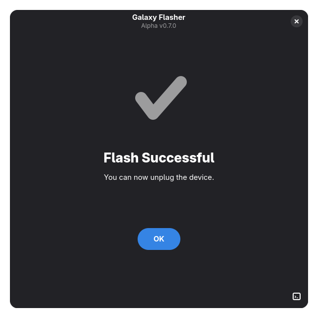 A screenshot of the Flash Successful Page.