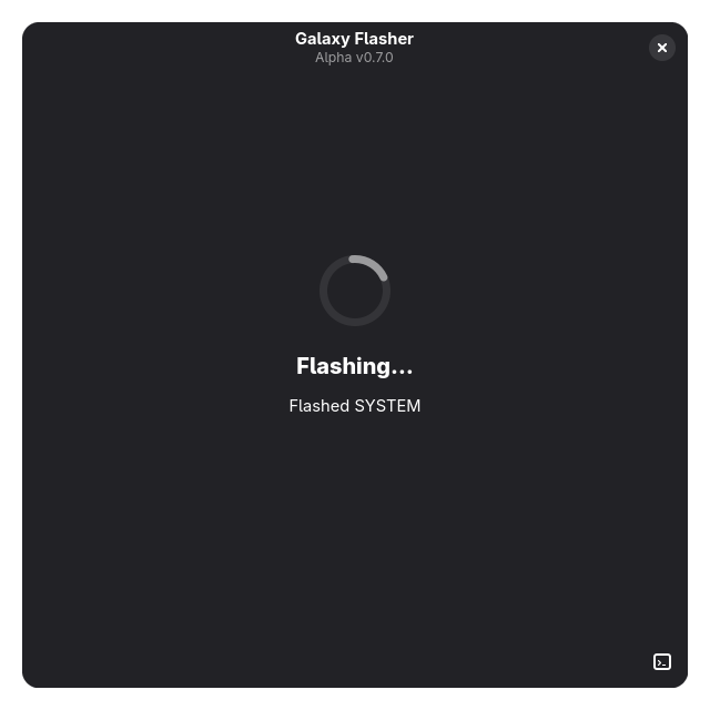 A screenshot of the Flash Progress Page.