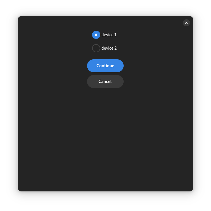 A screenshot of the Select Device Page.
