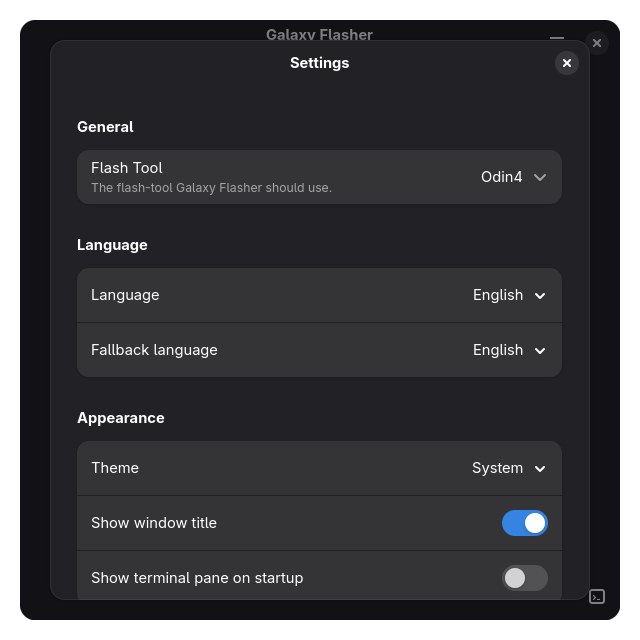 A screenshot of the Settings Dialog.