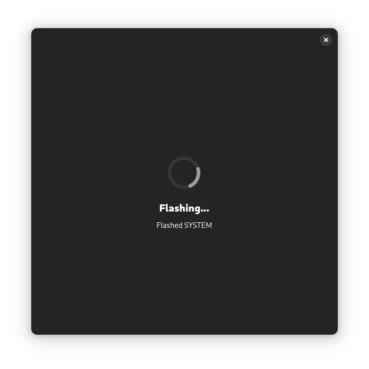 A screenshot of the Flash Progress Page.