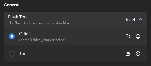 A screenshot of the Flash Tool Setting.